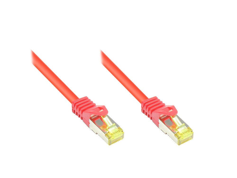 Goodconnections Rj45 Cable De Red Mit Cat. 7 Rohcable Und Rastnasenschutz (), S Ftp, Pimf, Halogenfrei, 500mhz, Ofc, Rot, 0,5m,