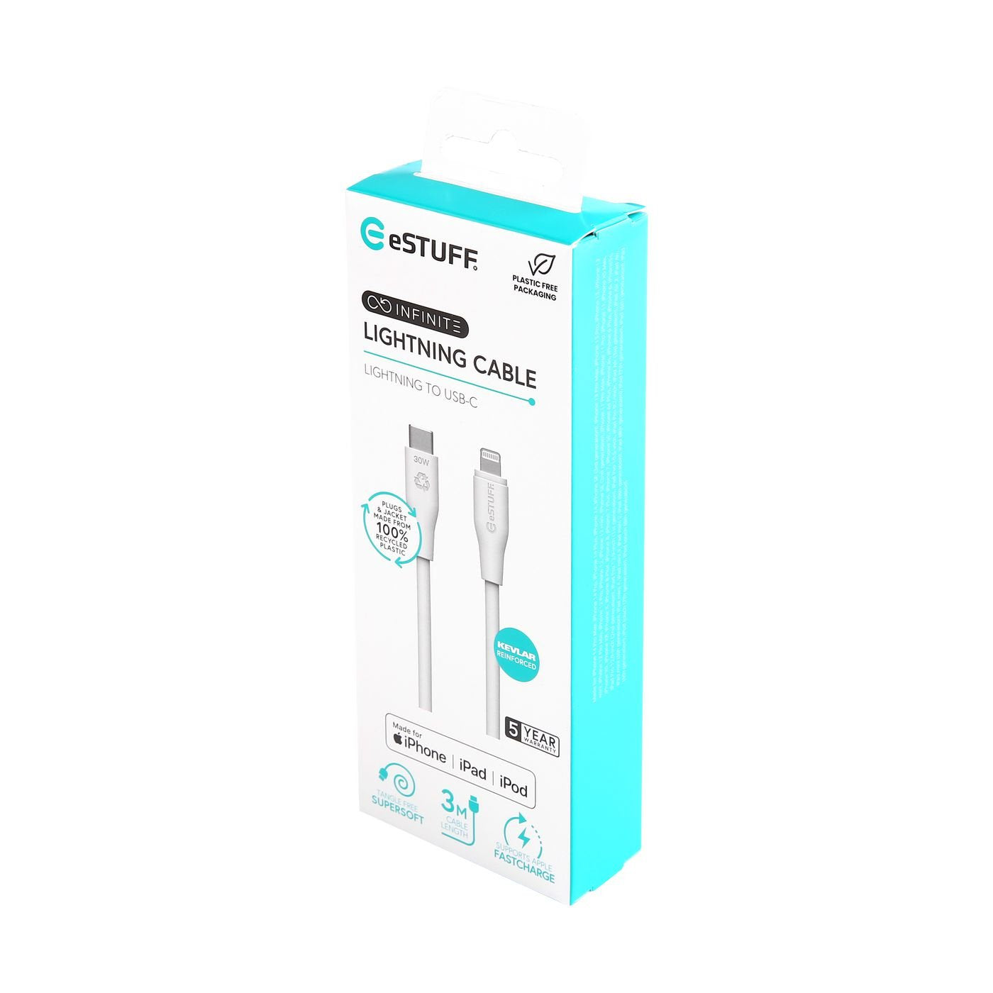 EAN 5715063032251 - eSTUFF ES602370 cable de conector Lightning 3 m Blanco imagen 3
