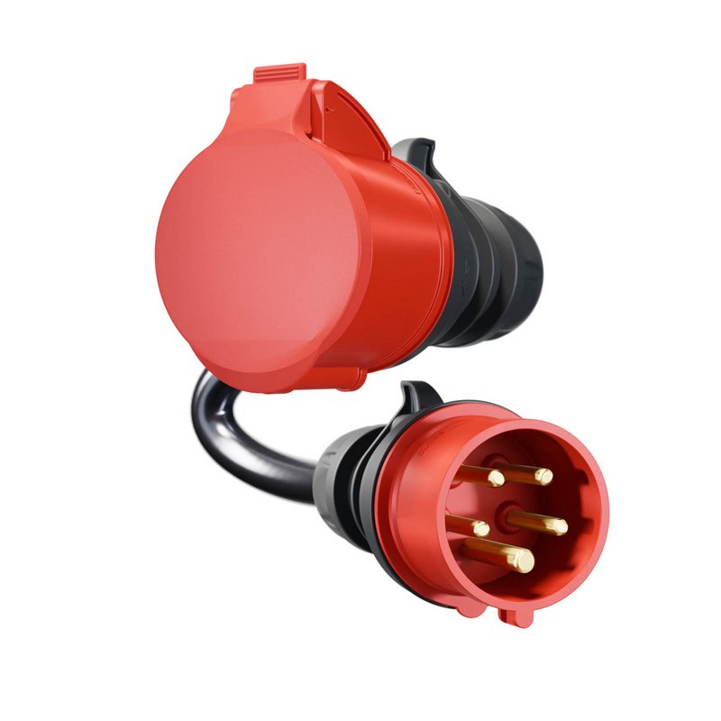 Adaptador Go-E Para Gemini Flex 22 Kw, Cee Rojo Corriente Trifásica 32a > Cee Rojo 16a (Negro, 30cm) Ch-04-03
