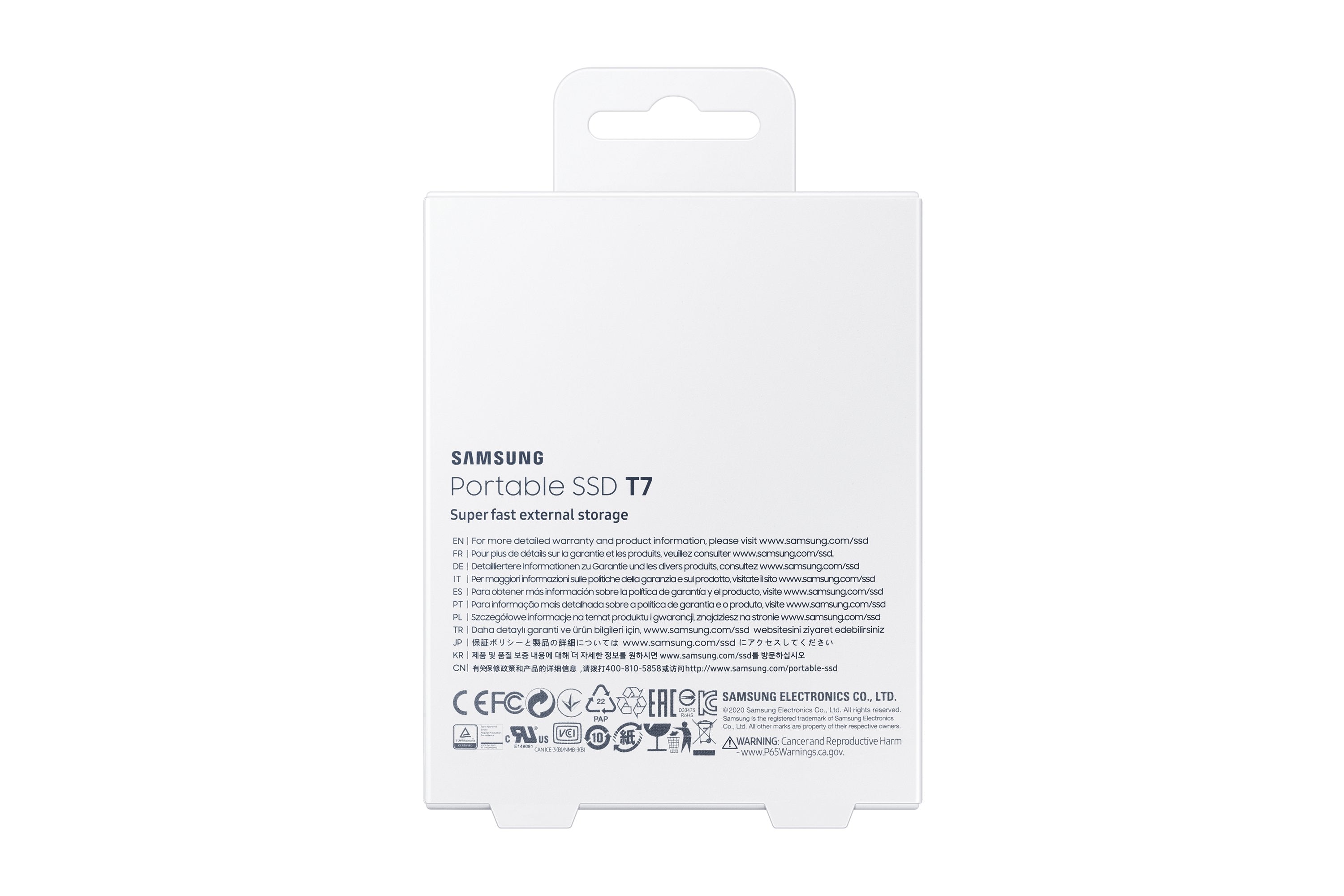 Disco Externo Ssd Samsung 500gb Portable T7 Usb3.2 Gen.2 Indigo Blue Extern Kit