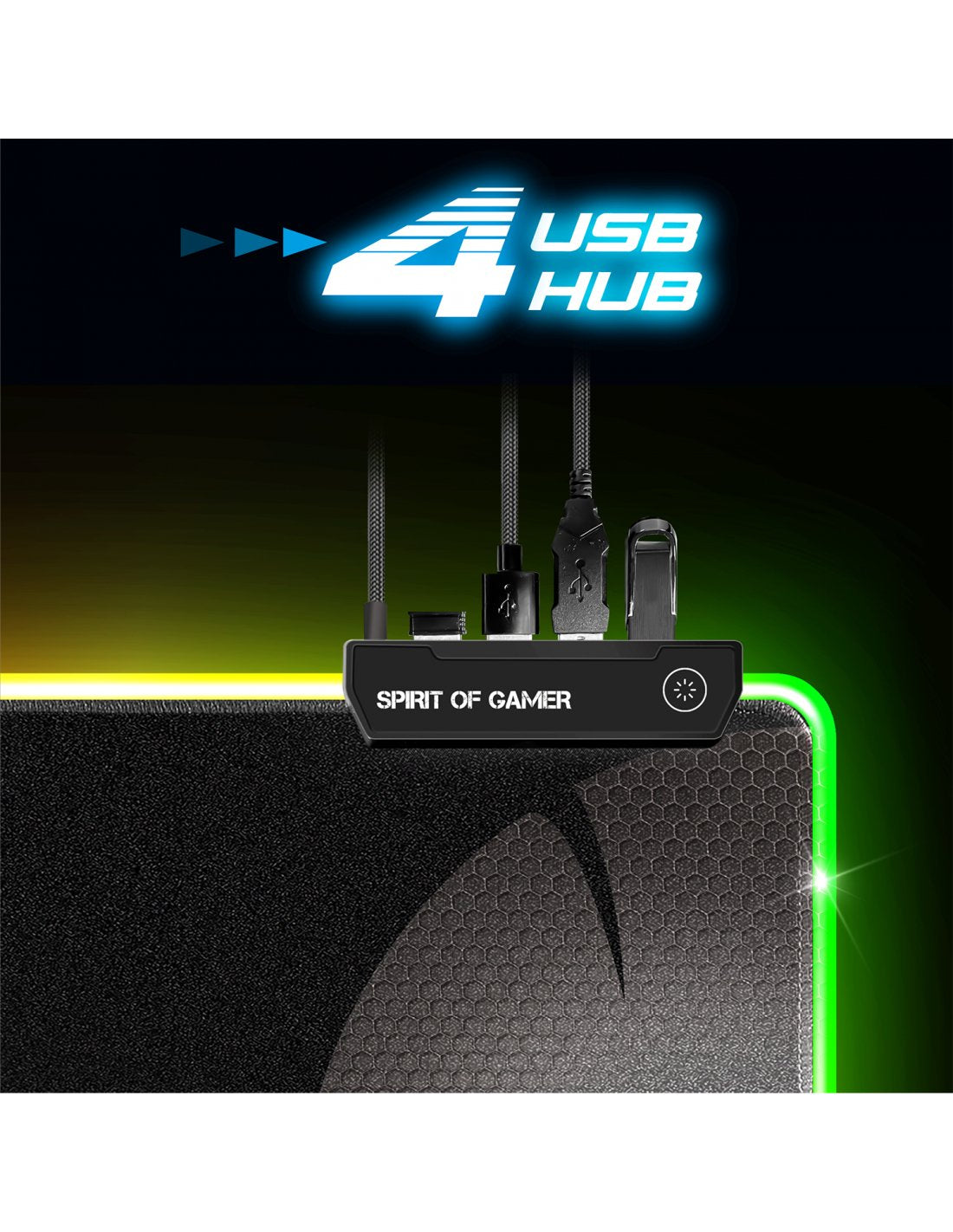 Spirit Of Gamer Alfombrilla Darkskull Rgb+Hub Xxxl