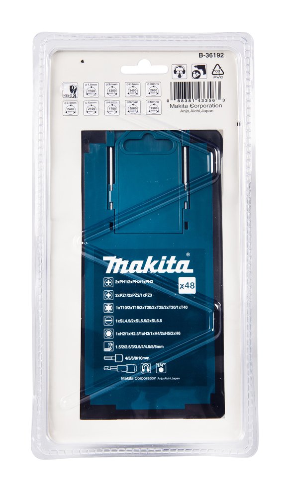 Makita Juego De Brocas Y Brocas B-36192, 48 Piezas B-36192