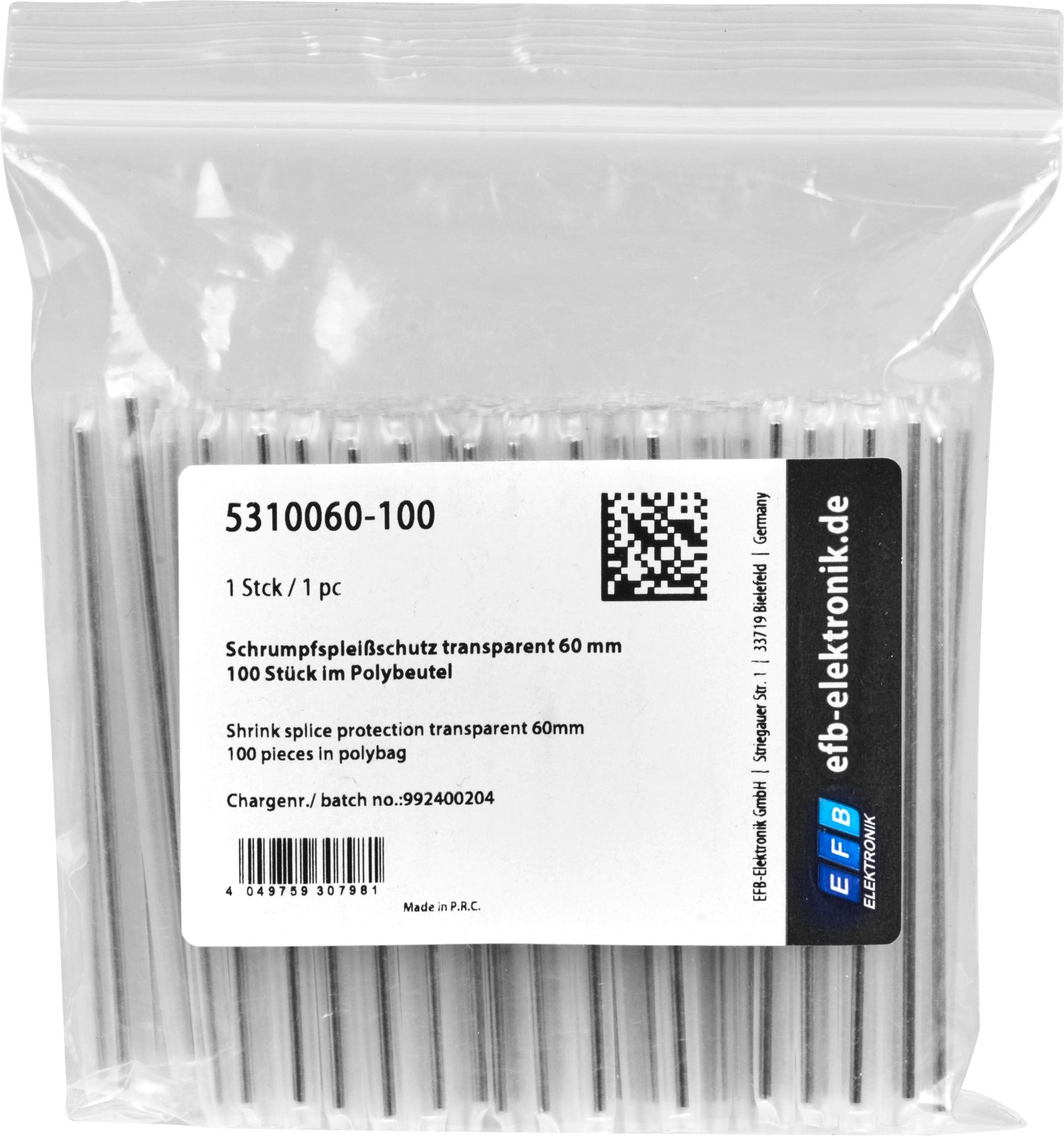Efb Spleissschutz-Schrupmfschlauch, Transparent, 60mm,100
