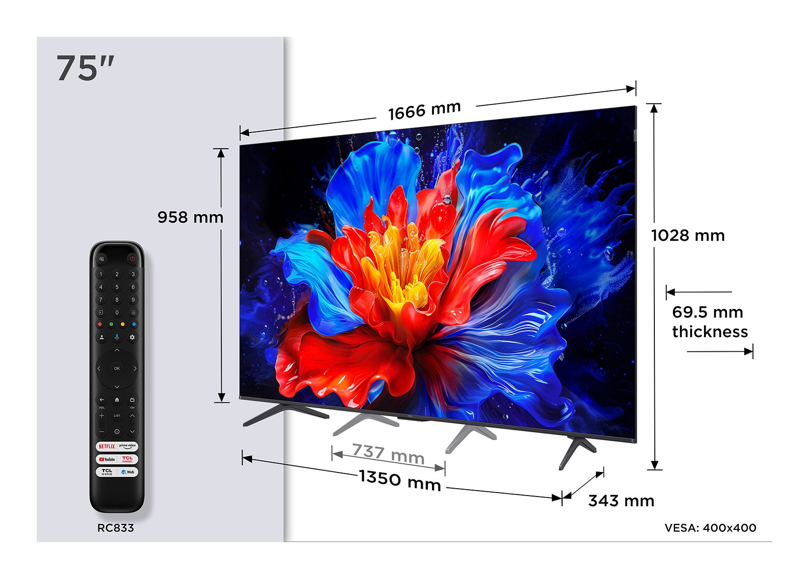 EAN 5901292525873 - TCL P8K 75P8K Televisor 190,5 cm (75") 4K Ultra HD Smart TV Wifi Metálico 350 cd / m² imagen 1