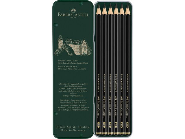 Caja 6u Lapices Pitt Grafito Mate Faber Castel