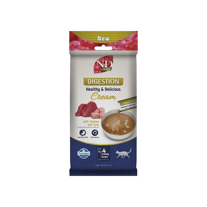 Farmina N&D Quinoa Cat Digestion Cream With Chicken & Tuna Box  Premio Para Gatos  4x15g