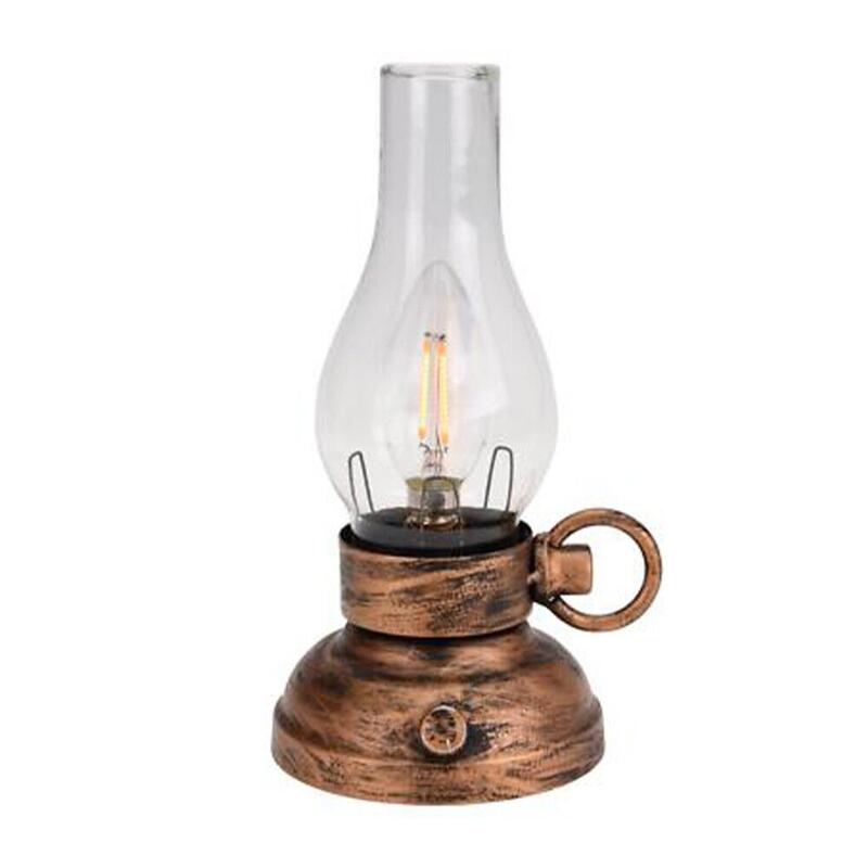 Farol Led De Metal Y Cristal Con Bateria 20 Cm