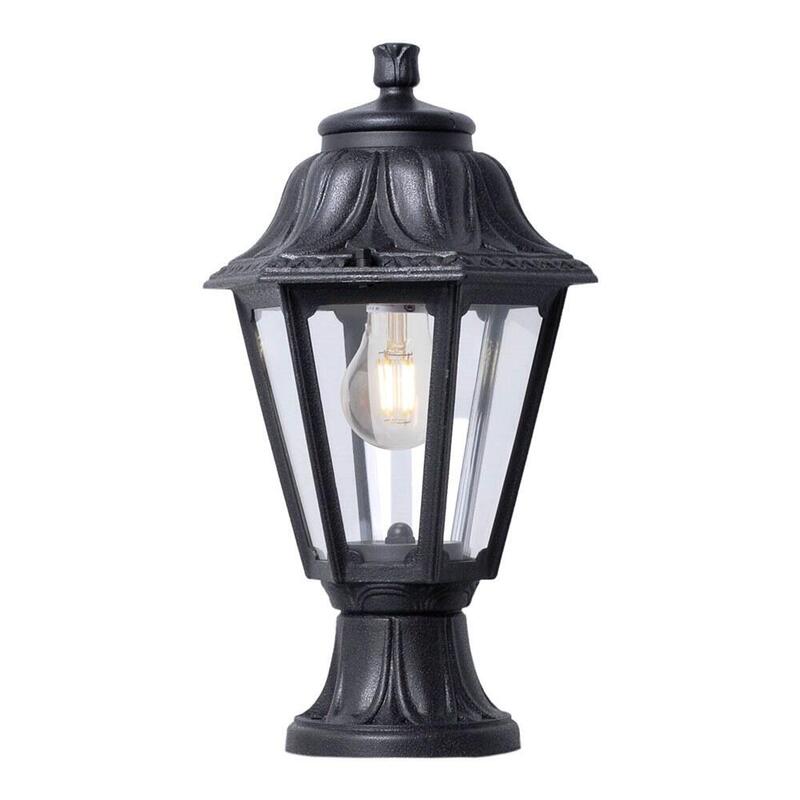 Farol Sobremuro Mikrolot/Anna, Transparente, E27, Negro, Ø220 X 385 Mm