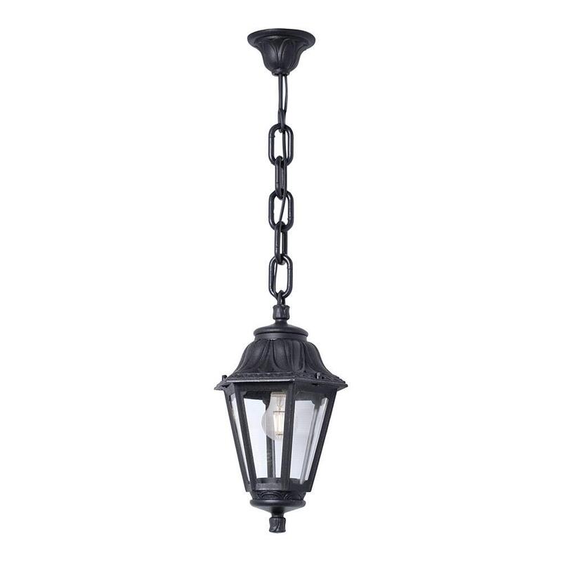 Farol Techo Con Cadena Sichem/Anna, Transparente, E27, Negro, Ø220 X 800 Mm