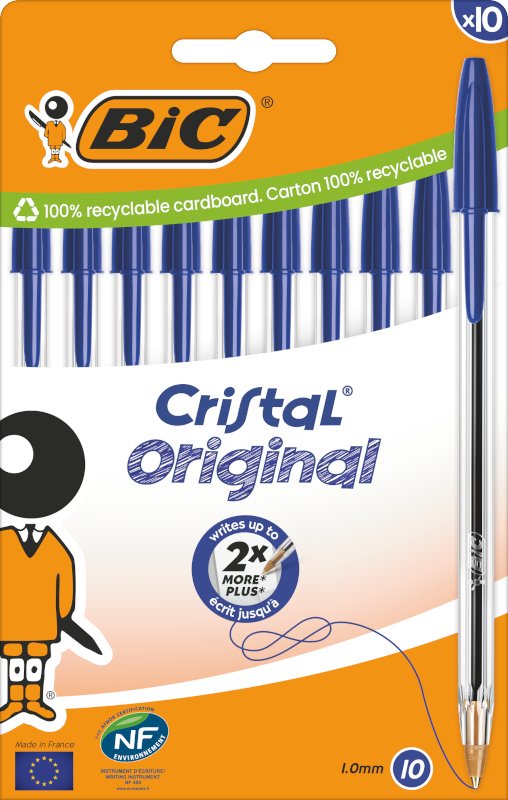 Bolígrafo Cristal Azul Blíster 10 Uds