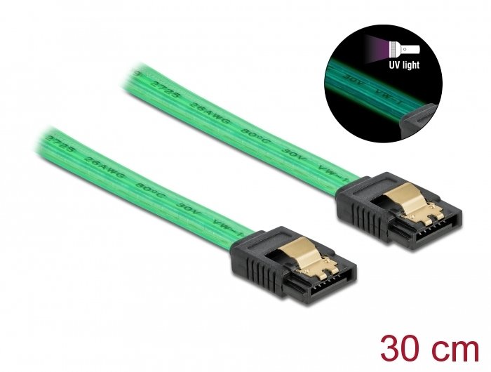 Cable Delock 82064 De Sata 0,3 M Sata 7-Pin Verde