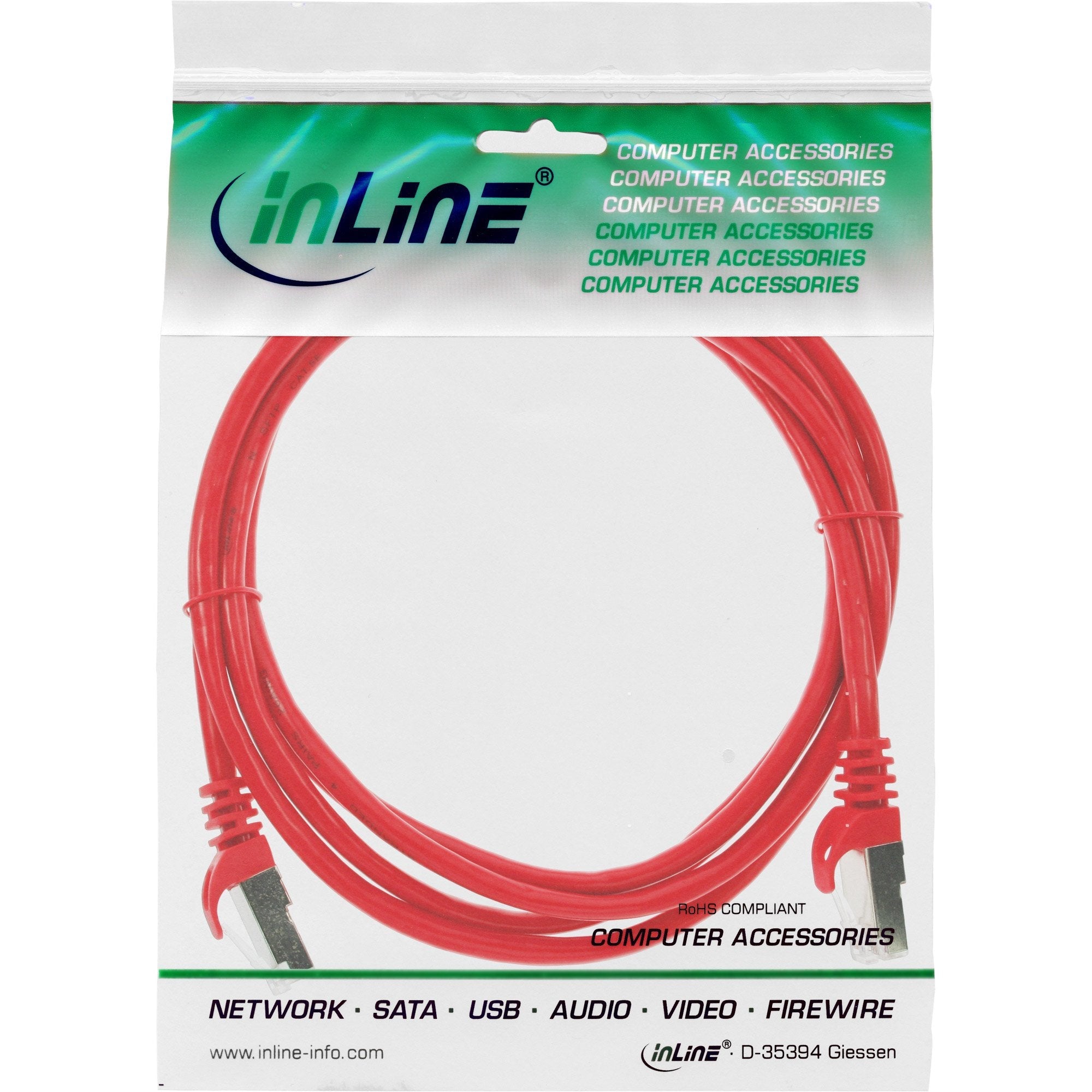 Cable De Red Inline F/Utp Cat.5e Rojo 1m