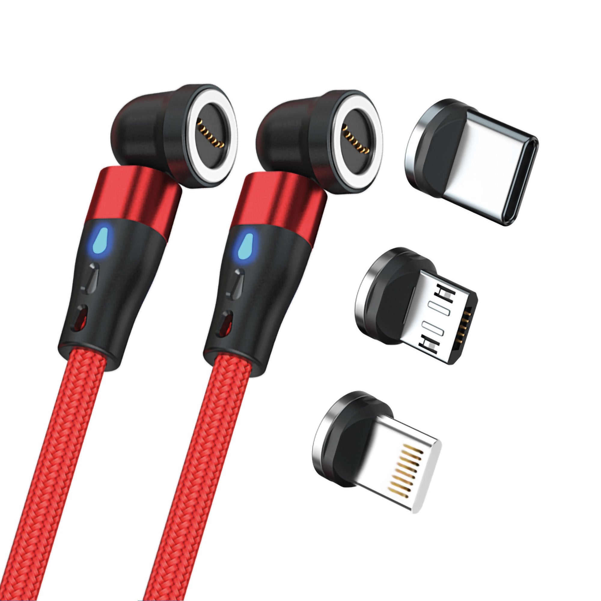 Realpower Magentic Cable,1m,2x Magnetisch,Rot Con Adaptadorn