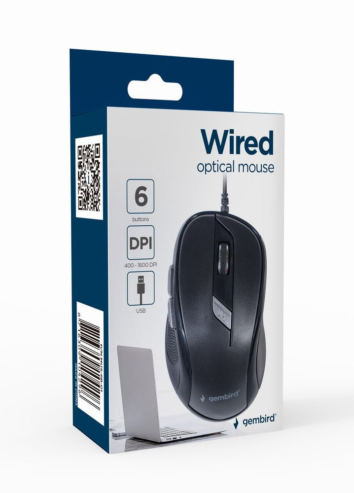 Gembird Raton Optico Usb Negro Mus-6b-01