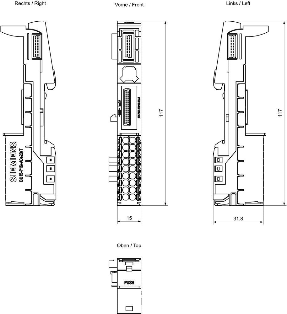 Siem Simatic Et 200sp 6es7193-6bp00-0ba1 Baseunit Bu15-P16+A0+2b T
