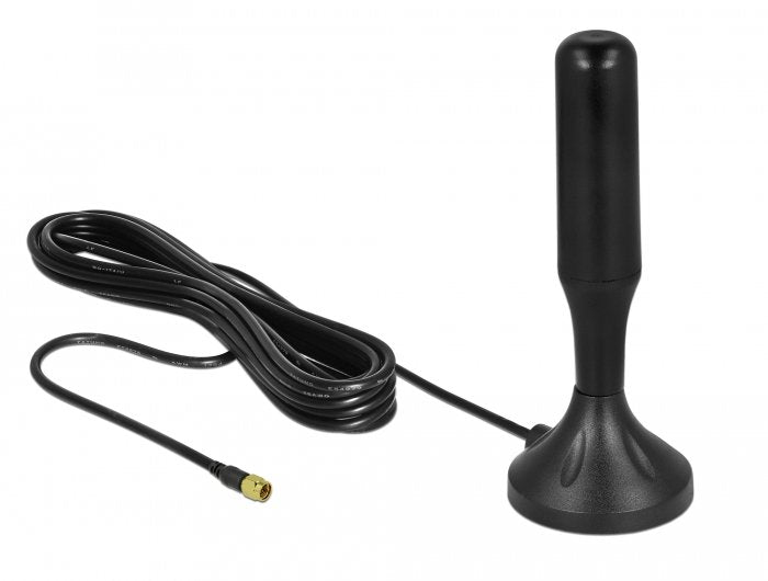 Delock Lte Antenne Sma Stecker 3 - 5 Dbi 12.4 Cm Starr Omnidirektional Mit Magnetischem Standfuss Und Anschlusscable Rg-174 A U 3 M