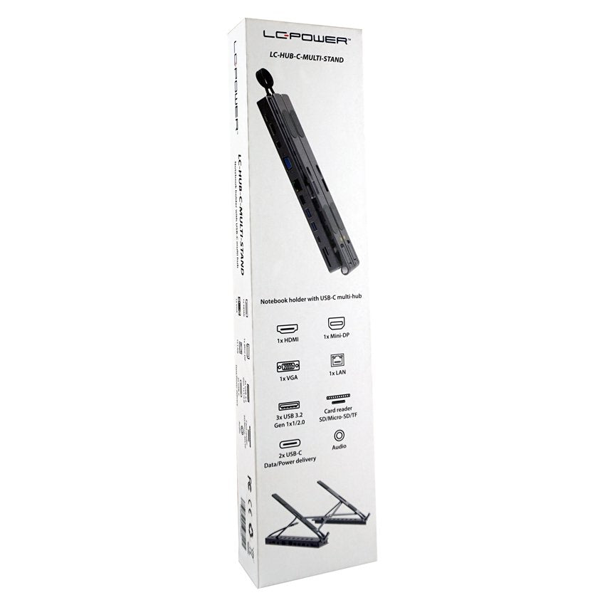 Lc Power Lc-Hub-C-Multi-Stand Para Portatil Hdmi, Mdp, Vga,2xusb3.2, 2xusb-C, Lan,Sd/Msd, Aux