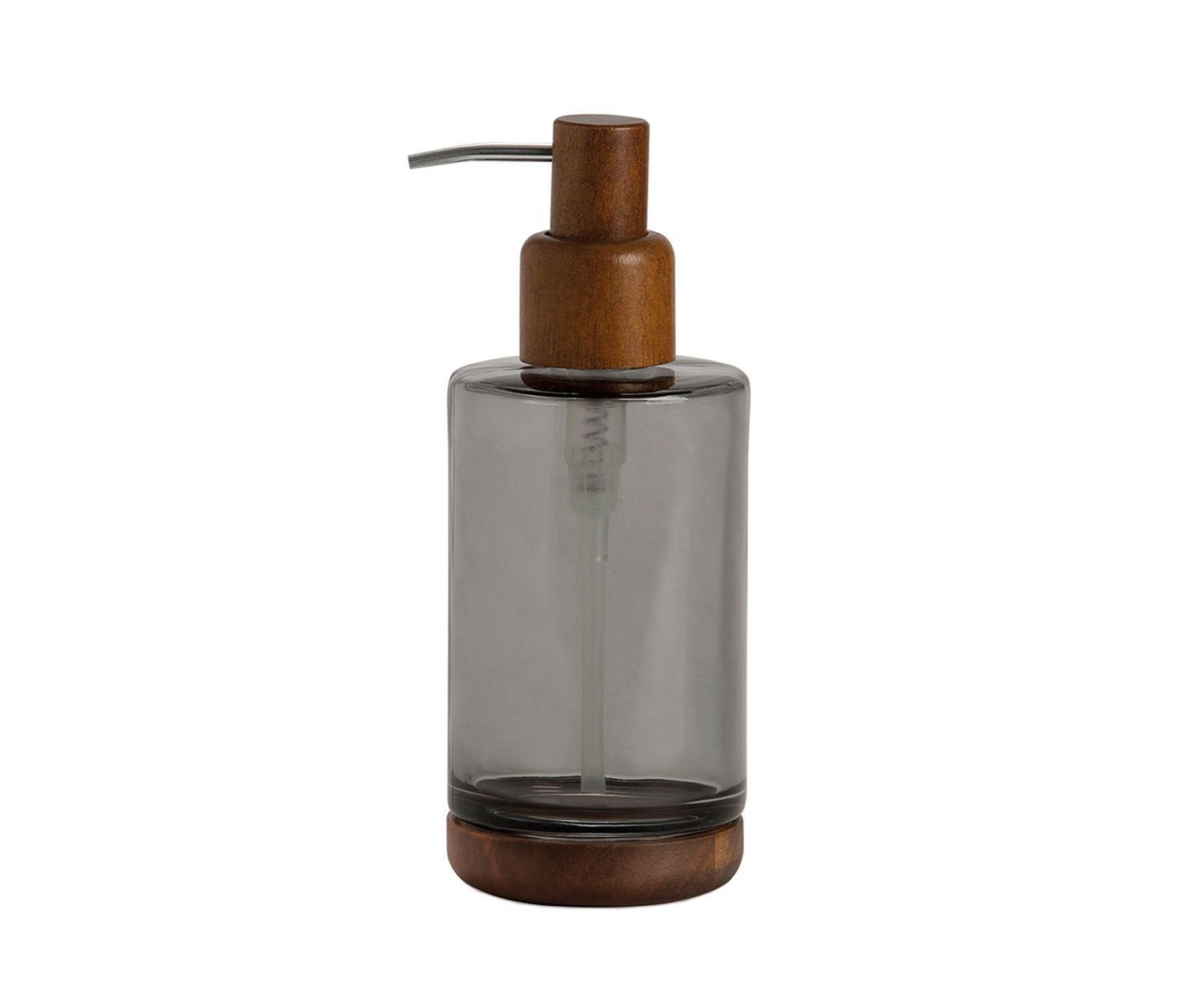 Dispensador De Cristal Gris Y Acacia Ba73074 Andrea House