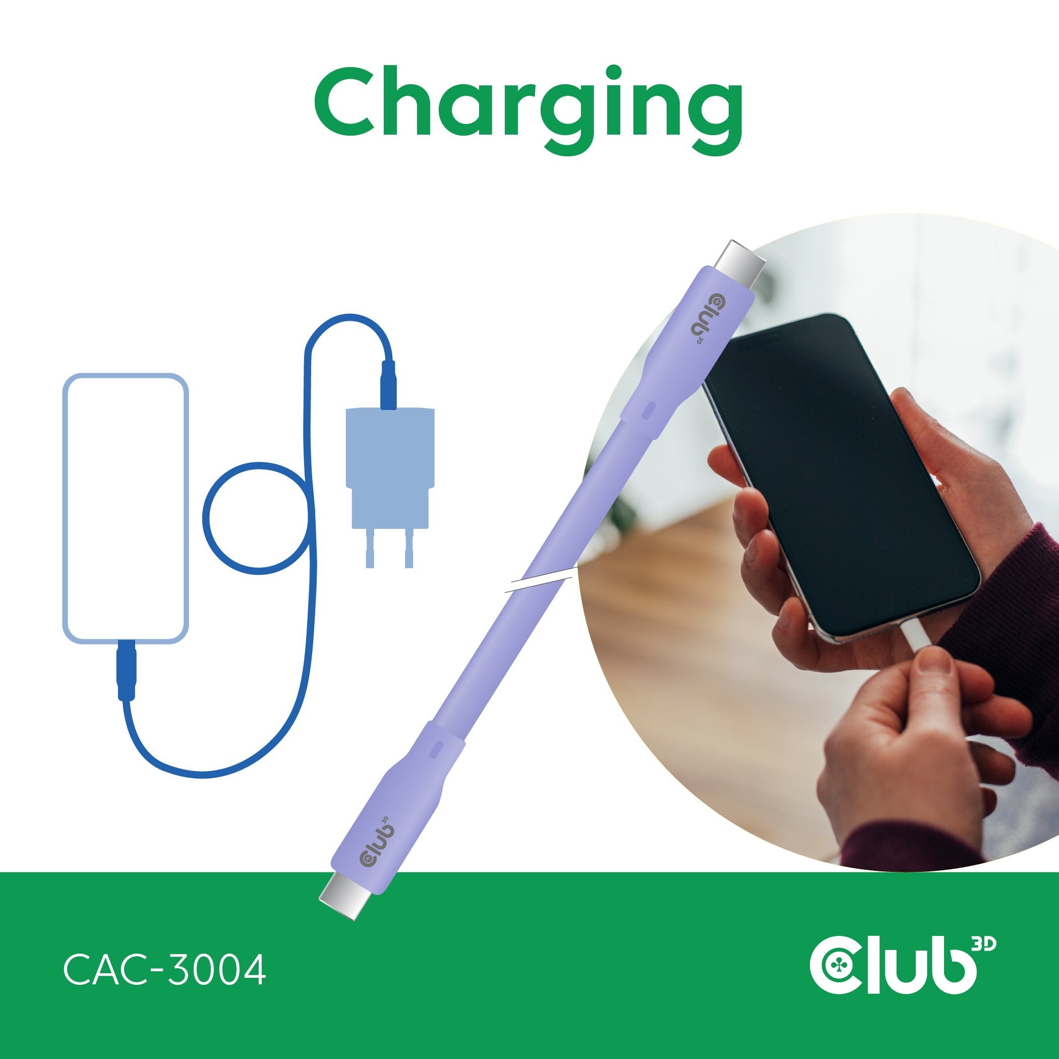 Club3d Lifemyle Usb-C Cable Pd 240w,20gbps 2m Lila M M Retail