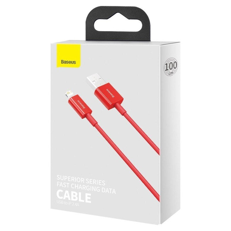 Baseus Lightning Superior Series Cable, Fast Charging, Data 2.4a, 1m Red (Calys-A09)
