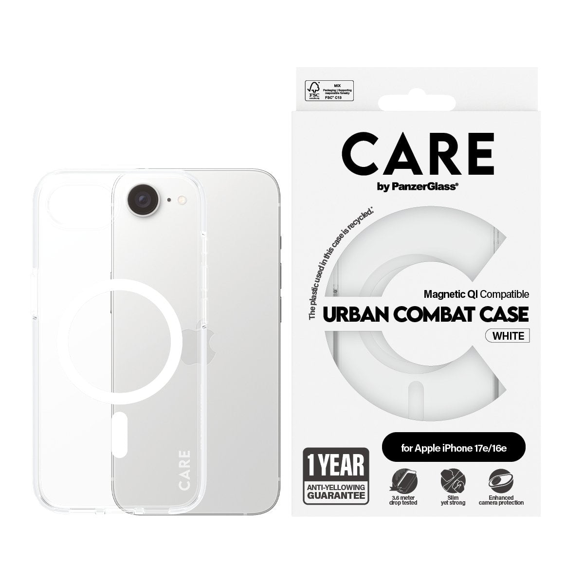 EAN 5715685021022 - PanzerGlass CARE™ by ® Urban Combat Case Transparent w. White Qi Compatible iPhone 17e | 16e funda para t imagen 2