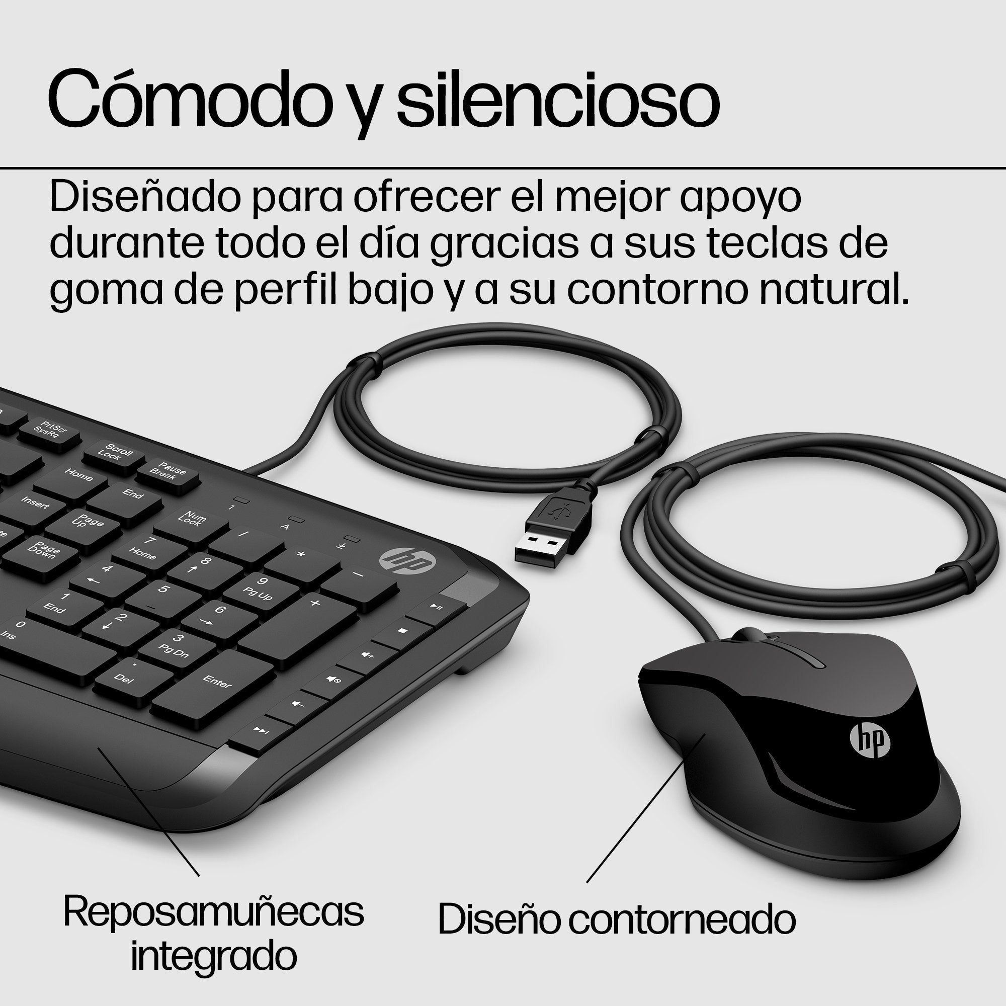Hp Pavilion Teclado Y Ratón 200, Juego De Escritorio Negro, Completo (100%), Usb, Negro, Ratón Incluido