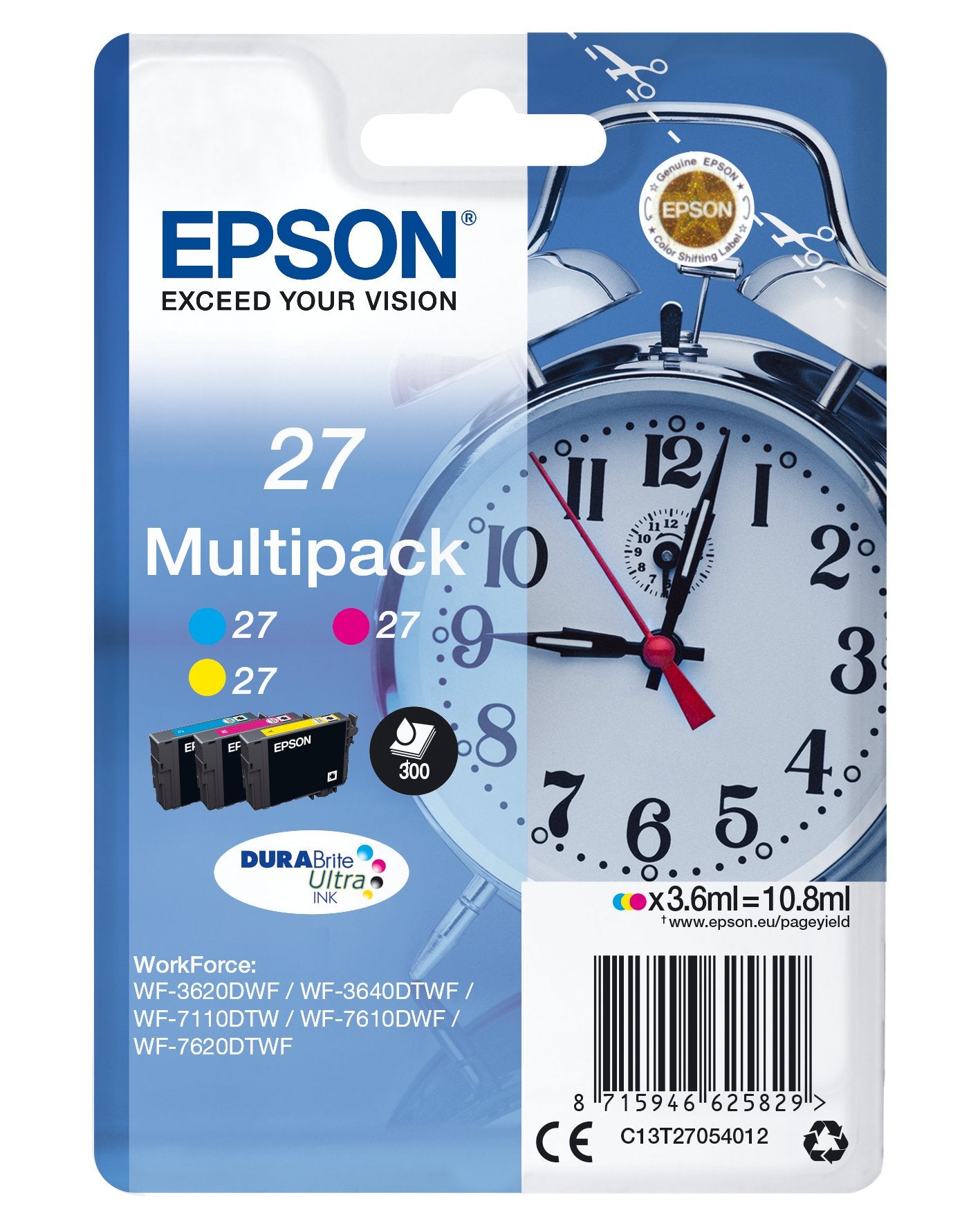 EAN 5057454494119 - Epson Alarm clock C13T27054012 cartucho de tinta 1 pieza(s) Original Rendimiento estándar Cian, Magenta,  imagen 1