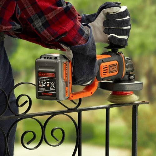 Amoladora Angular Inalámbrica Black+Decker Bcg720m1, 18 Voltios Negro/Naranja, Batería Li-Ion 4ah Bcg720m1-Qw