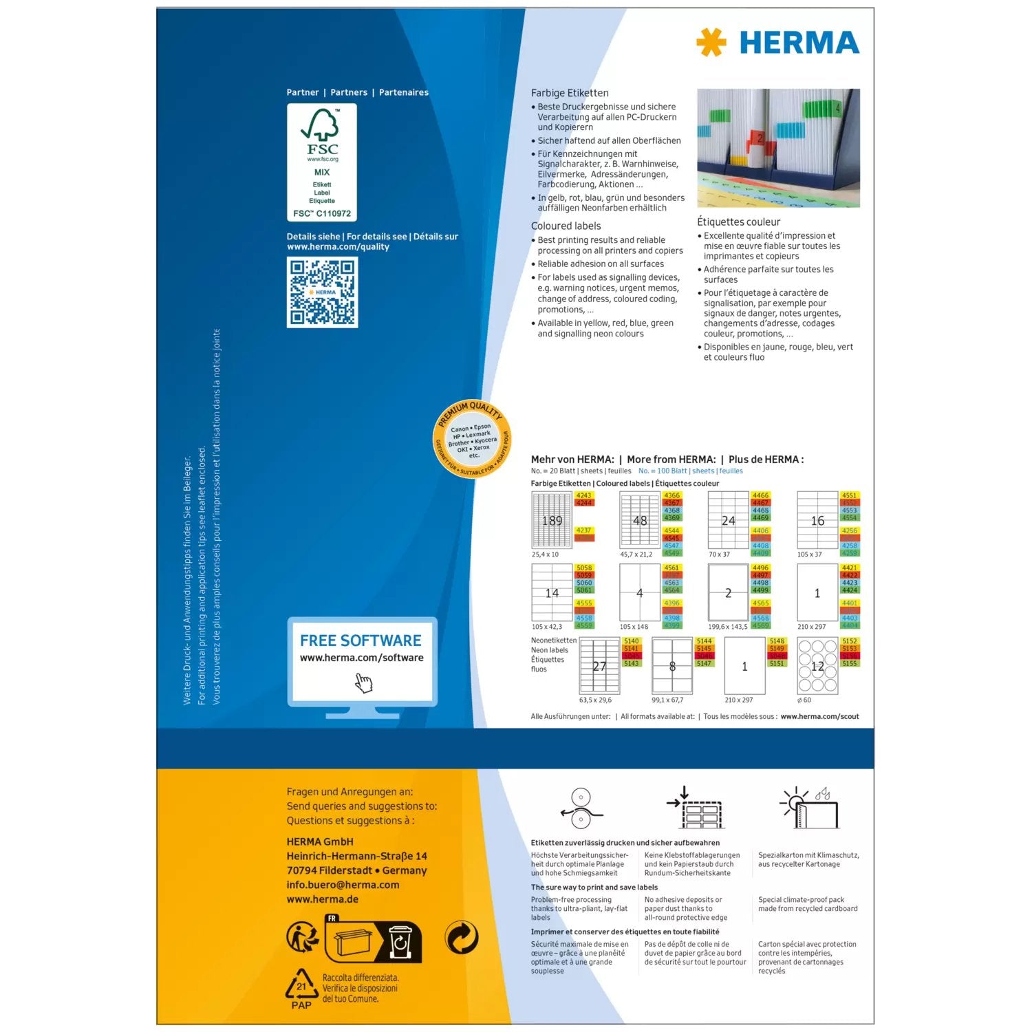 EAN 4008705044035 - HERMA 4403 etiqueta autoadhesiva Rectángulo Permanente Azul 100 pieza(s) imagen 2