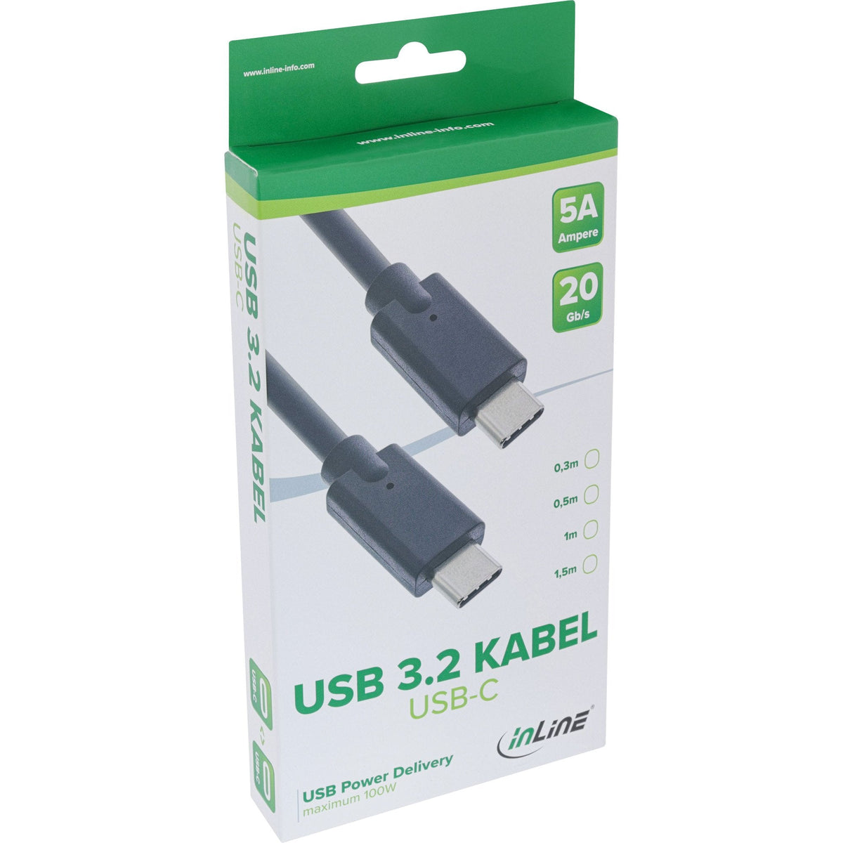 Cable Inline Usb 3.2 Gen.2, Usb Tipo C Macho/Macho, Negro, 1 M
