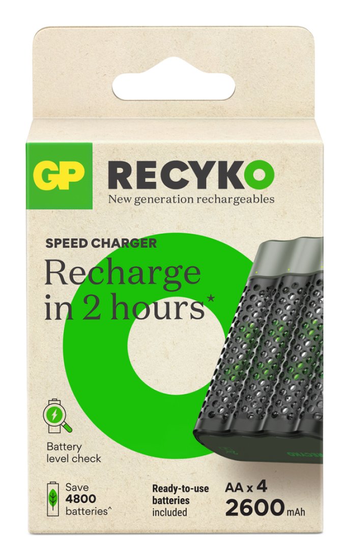 Cargador Gp Recyko M452 Modelo Usb De 4 Puertos Incl.4xaa Nimh 2600mah