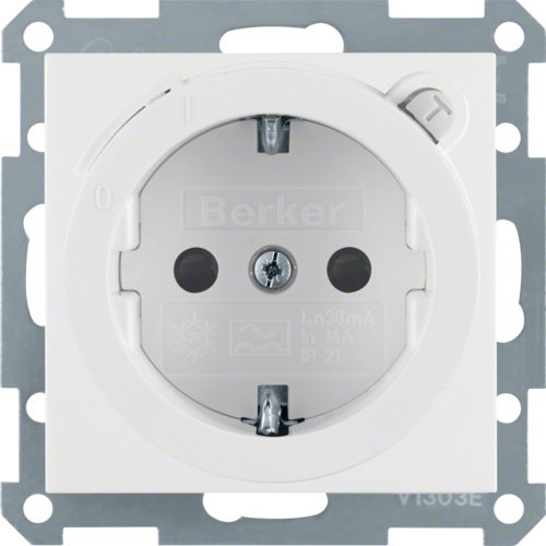 Berker 47088989 Fi- Schuko-Steckdose 30ma Polarweiss Glänzend S.1 B.3 B.7