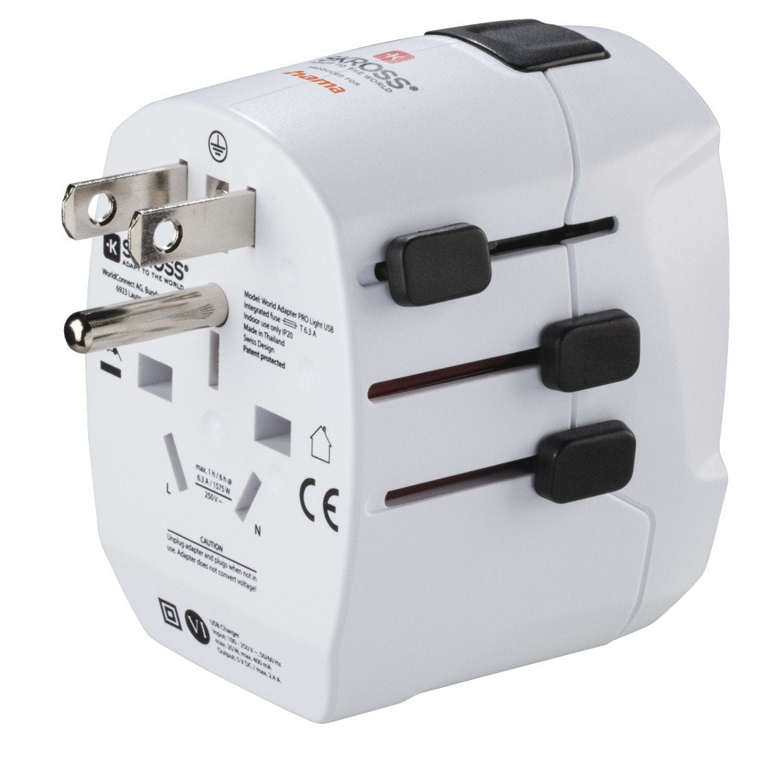 Hama World Travel Pro Adaptador De Viaje Universal - Potencia Hasta 1680w - Voltaje 110-240v - Blanco