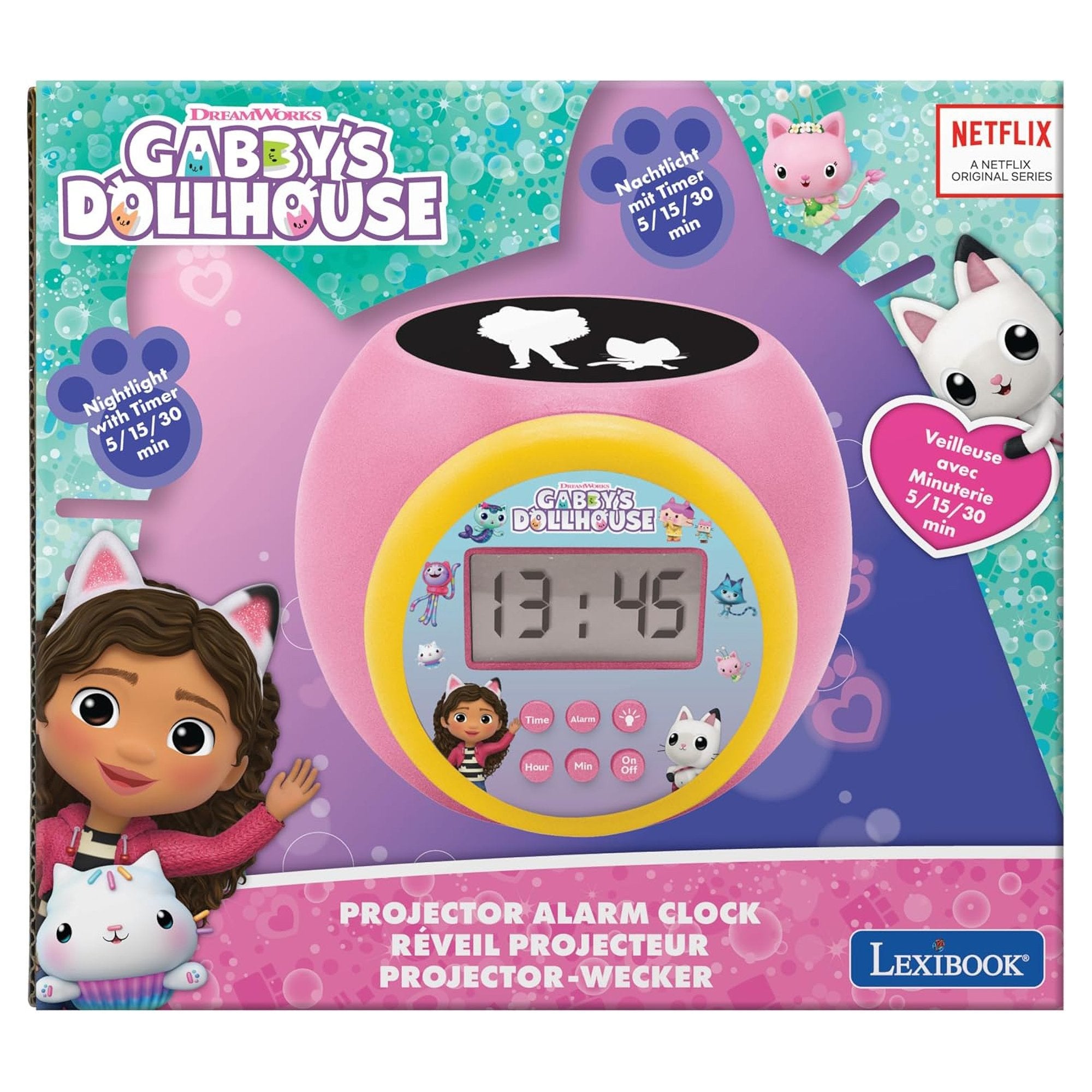 Reloj Despertador Proyector La Casa De Muñecas De Gabby