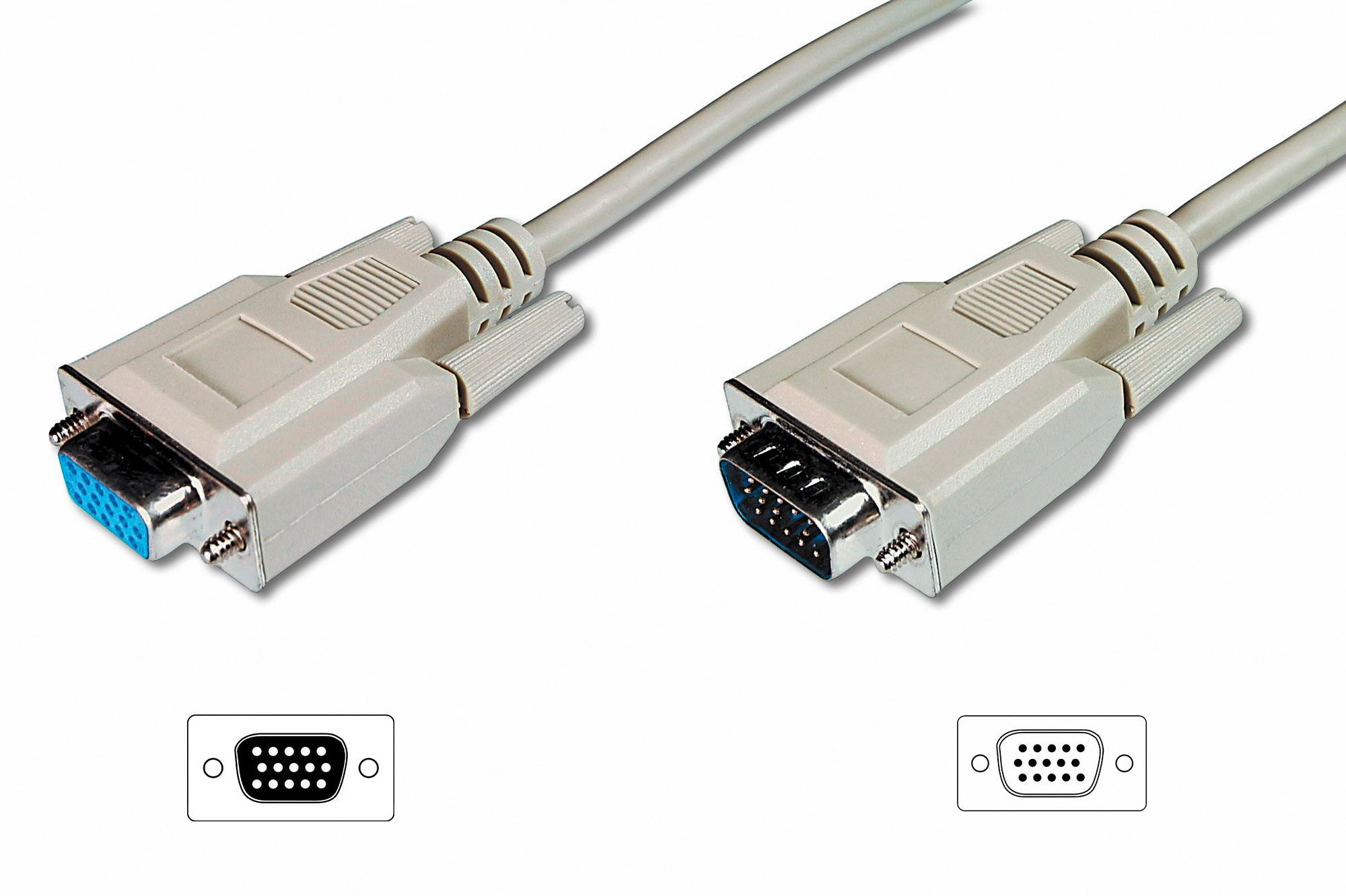 Cable Vga 1080p 60hz Fhd Type Dsub15/Dsub15 M/F Grey 1,8m