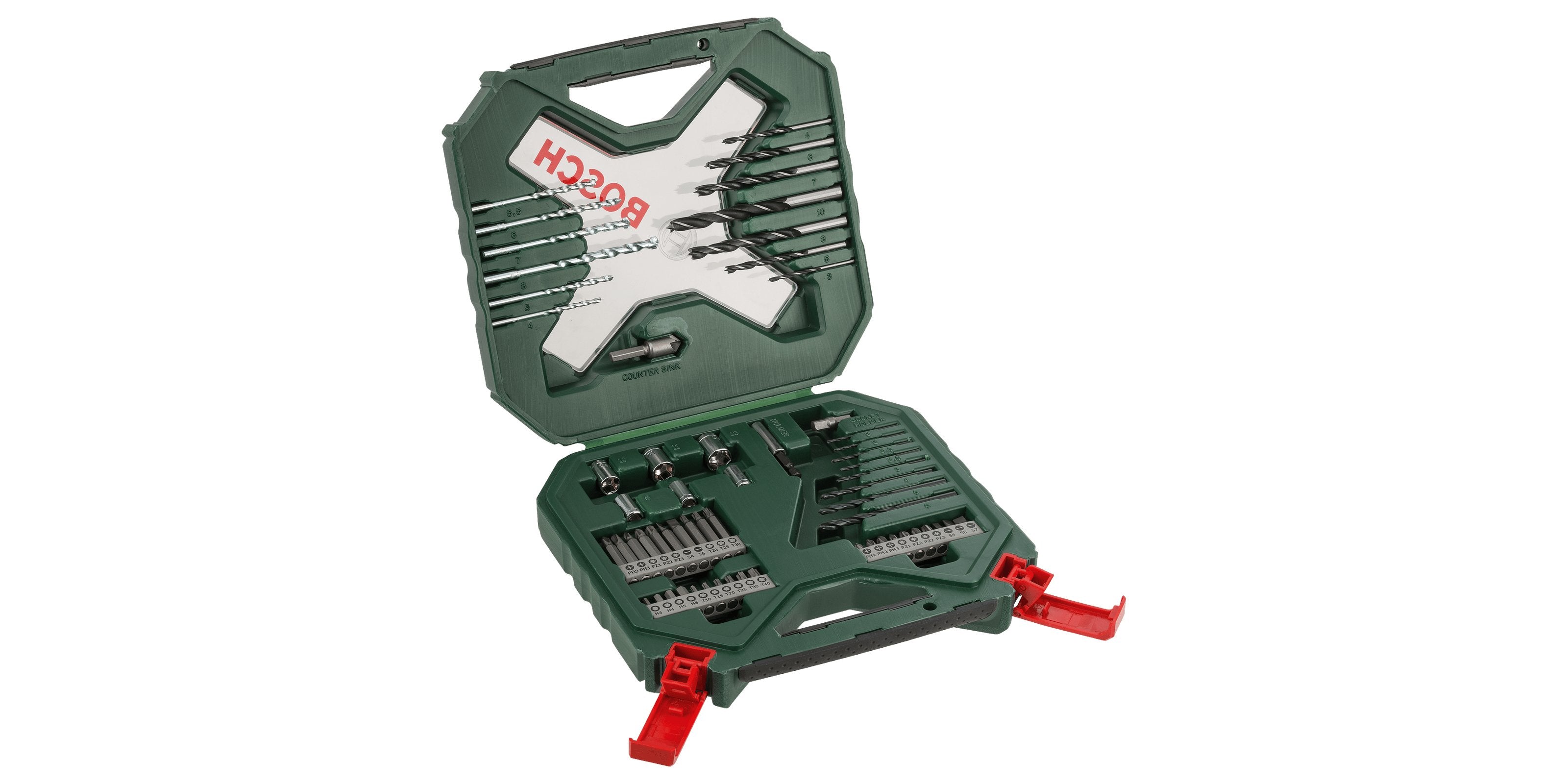 Bosch Diy & Garden Juego De Taladros Y Destornilladores X-Line, 60 Piezas, Juego De Brocas Y Brocas Verde 2607010611