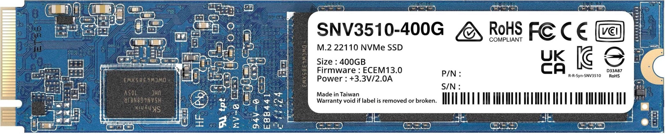 Disco Ssd Synology Snv3510-400g Nvme Pcie 3.0 M.2 22110