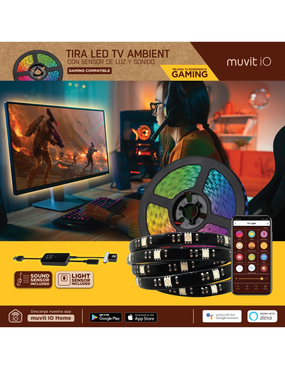 Tira Led Muvit Io Miolst005 3m Color Rgb Regulable