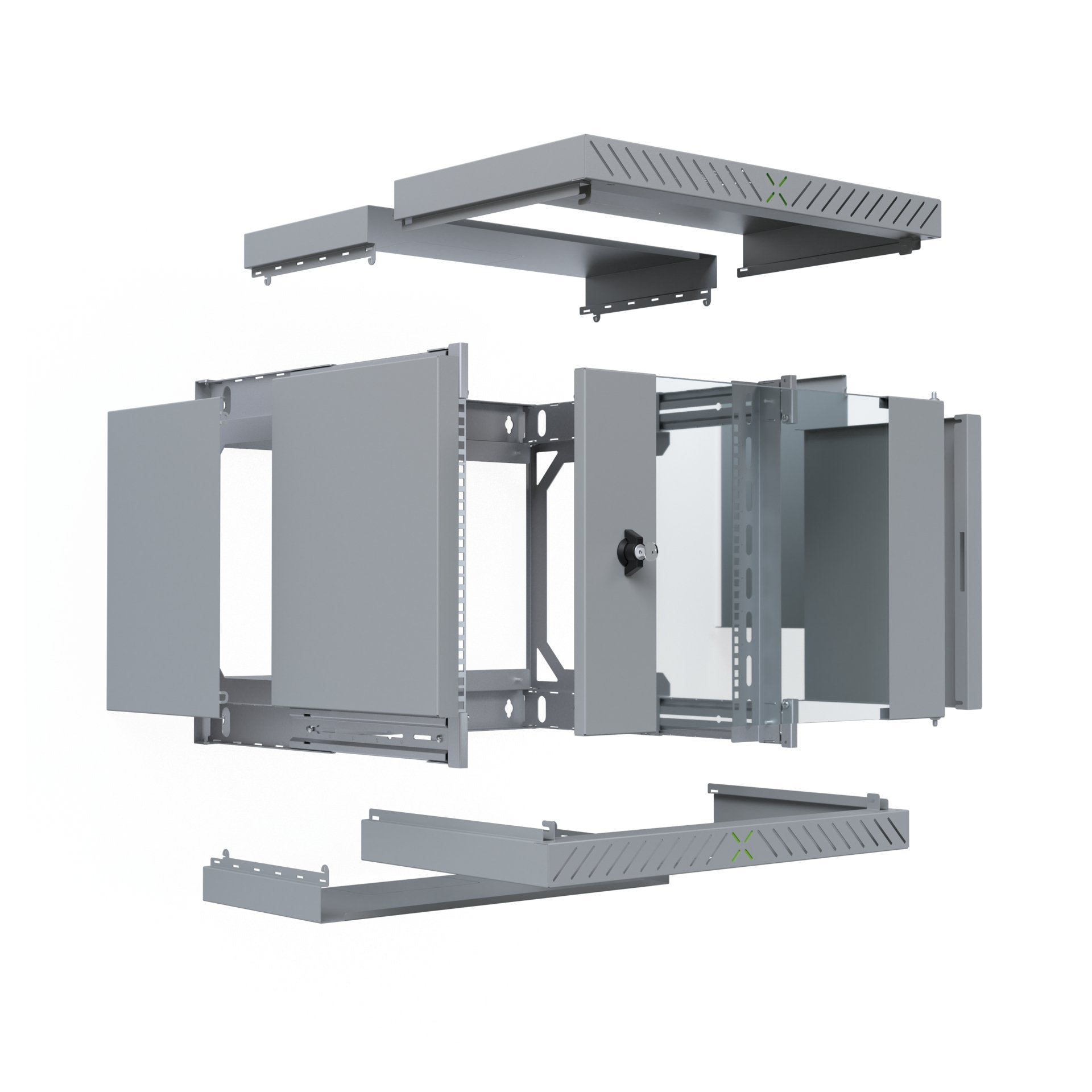 Armario De Pared X-Rack De 19" Con Puerta De Vidrio De 400-600 Mm, 9u, Color Gris.