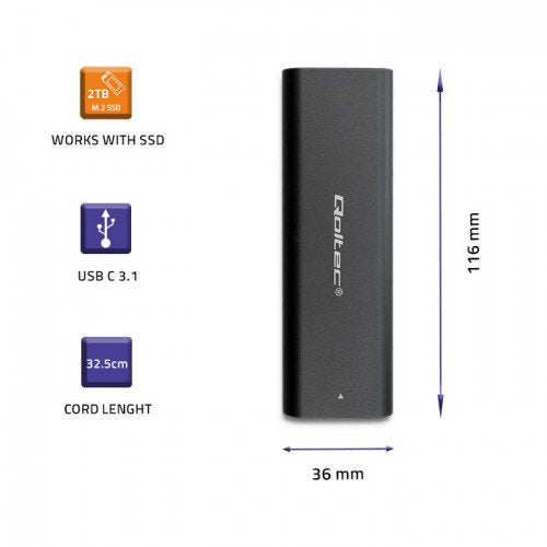 EAN 5901878503127 - Qoltec 50312 caja para disco duro externo Caja externa para unidad de estado sólido (SSD) Negro M.2 imagen 3