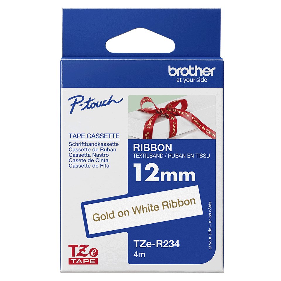 EAN 4977766801881 - Brother TZE-R234 cinta para impresora de etiquetas Oro sobre blanco imagen 3