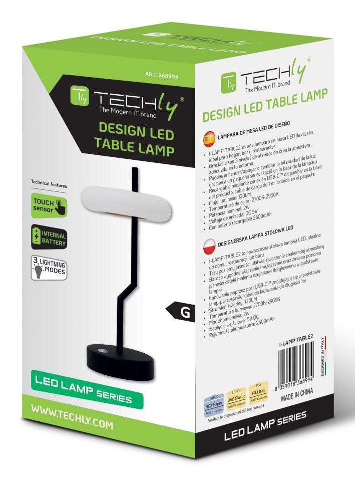 Techly I-Lamp-Table2 Lámpara De Mesa Led Táctil Inalámbrica