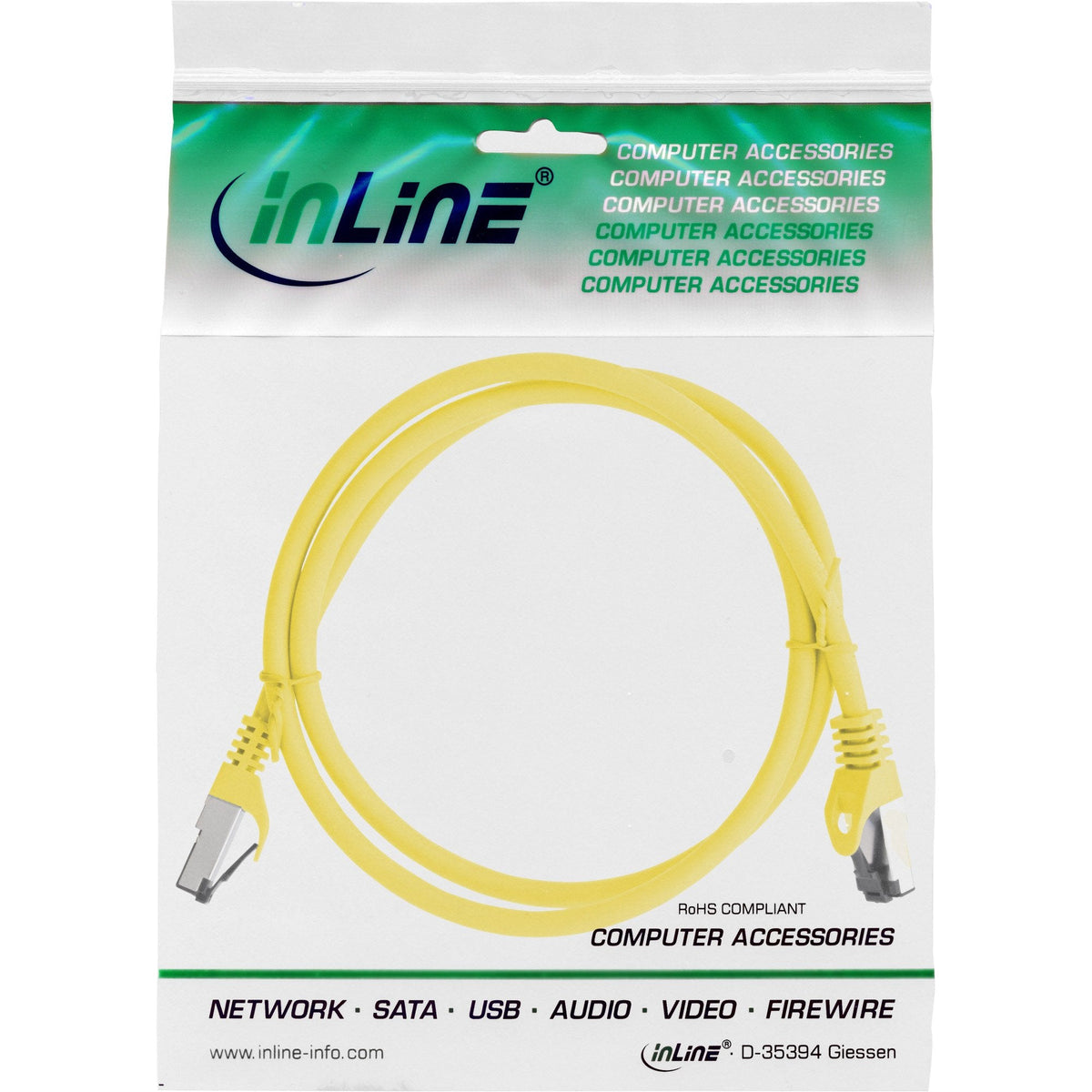 Cable De Red Inline S/Ftp Pimf Cat.8.1 Libre De Halógenos 2000mhz Amarillo 2m
