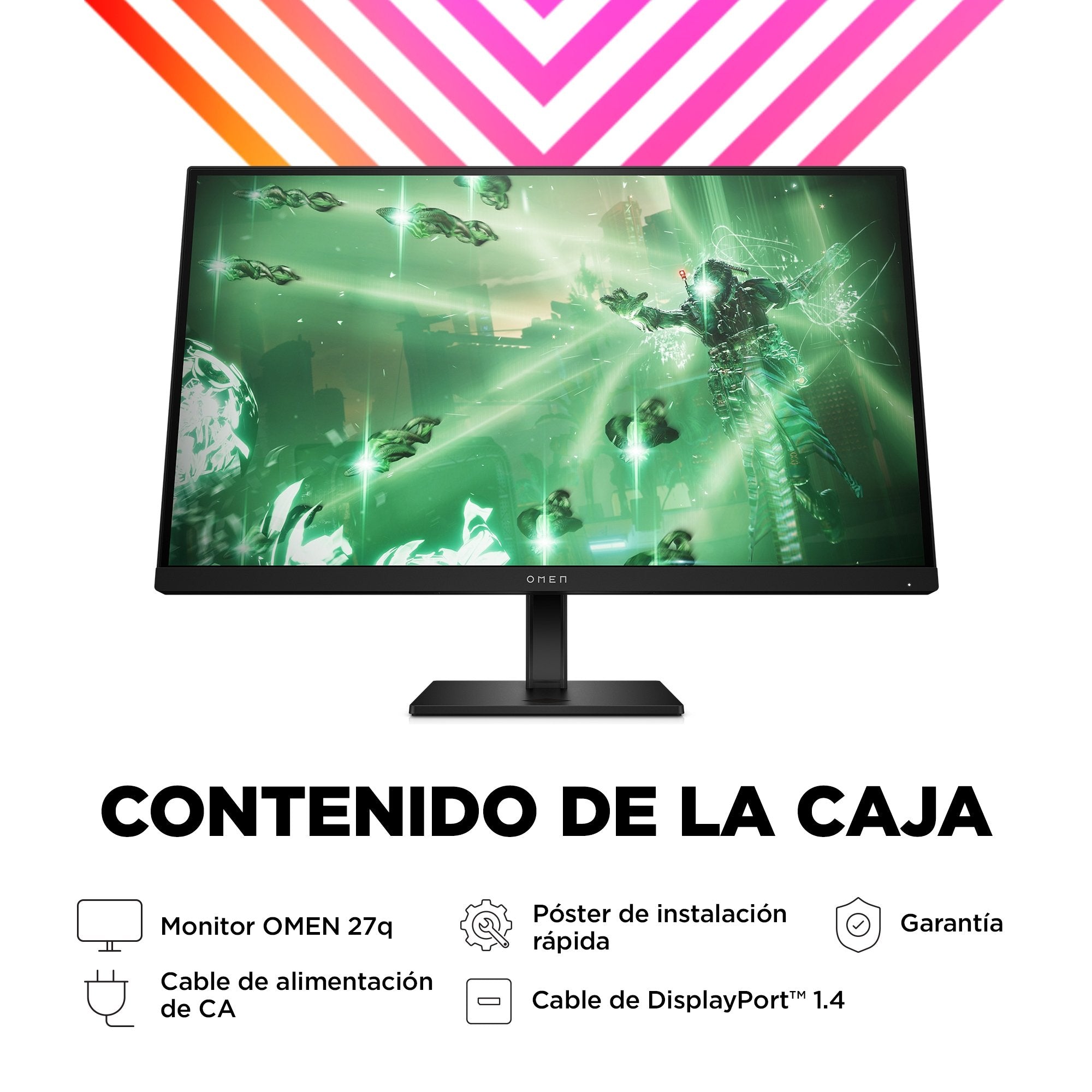 Monitor Hp Omen 27q Qhd Ips 165hz 1ms Gaming 68,6 Cm 27" Displayport, Hdmi, Hdr 400, Pivote, 165 Hz