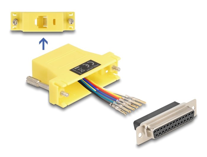 Delock 67101 D-Sub Hembra De 25 Pines A Rj12 Hembra, Kit De Montaje Amarillo