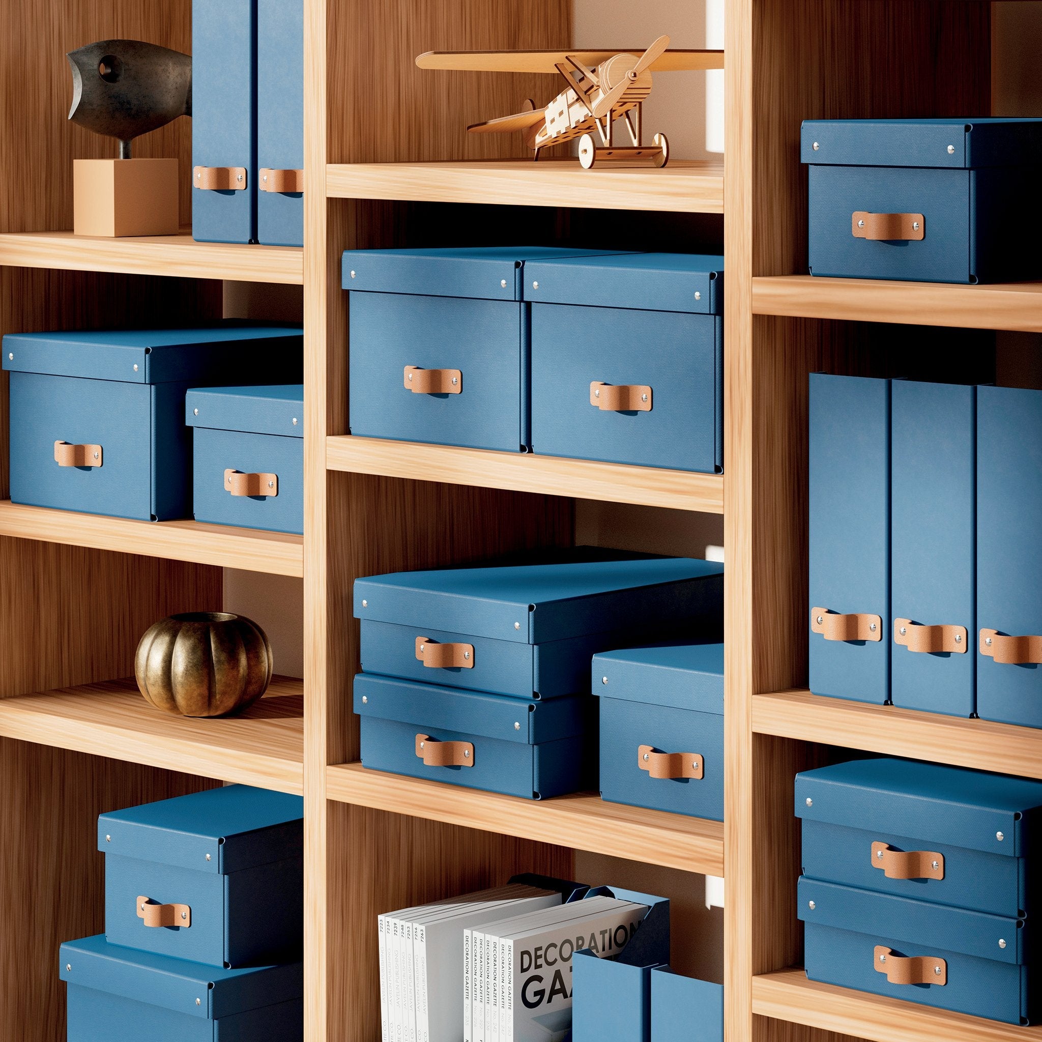 Leitz Puro Storage Box With Lid 2pcs Medium 17l Blue Recycled Card