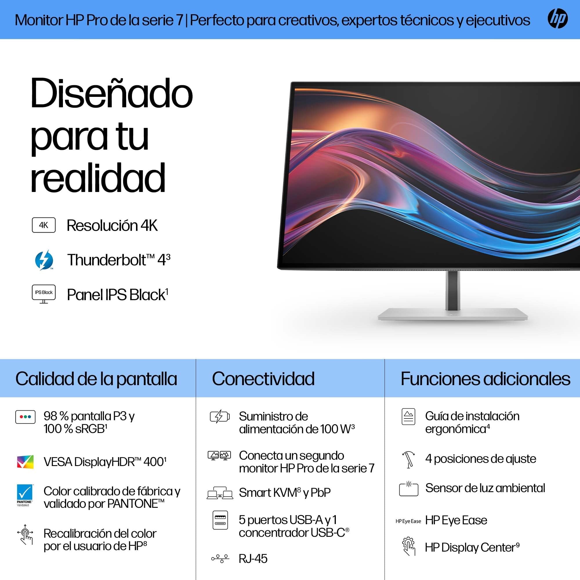 EAN 5715063470237 - HP Series 7 Pro 727pk pantalla para PC 68,6 cm (27") 3840 x 2160 Pixeles 4K Ultra HD LCD Plata imagen 3