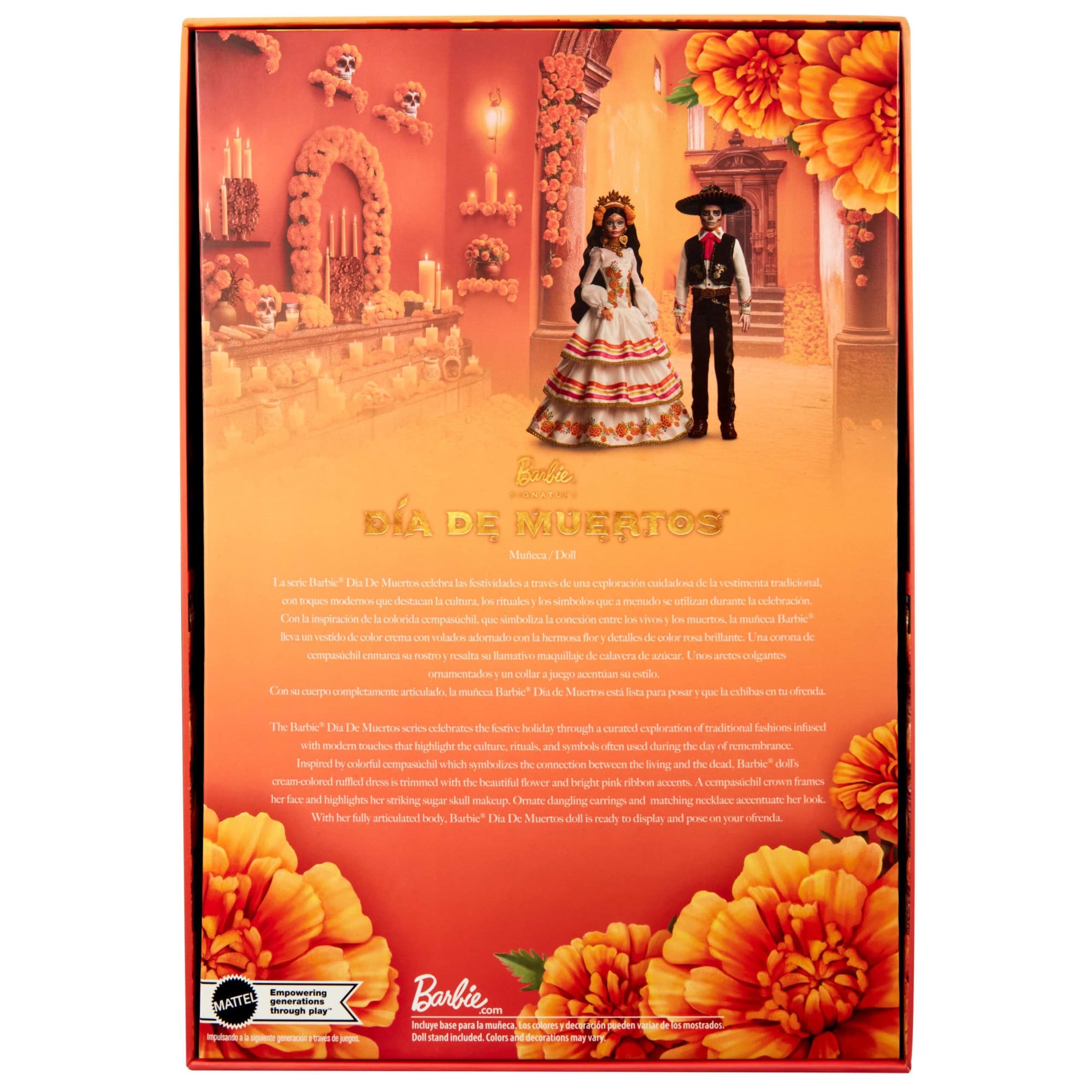 Muñeca  Barbie Signature Dia De Muertos 2025 Con Vestido Color Crema Con Volantes Jbj05