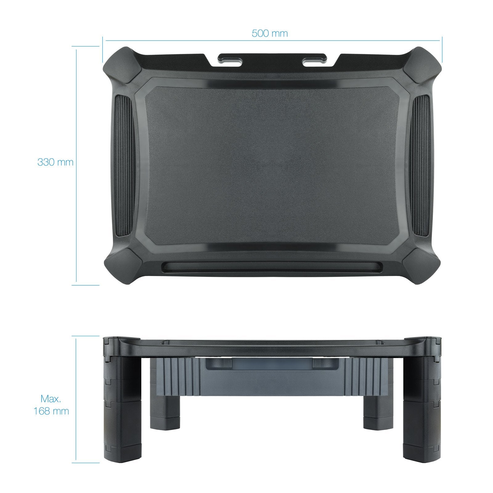 Tooq Soporte Elevador Con Cajon Para Monitor O Portatil - Regulable En Altura - Peso Max 10kg - Negro