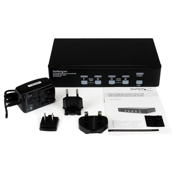 Startech.Com Conmutador Switch Kvm De 4 Puertos De Vídeo Dvi Con Doble Enlace - Audio Usb 2.0